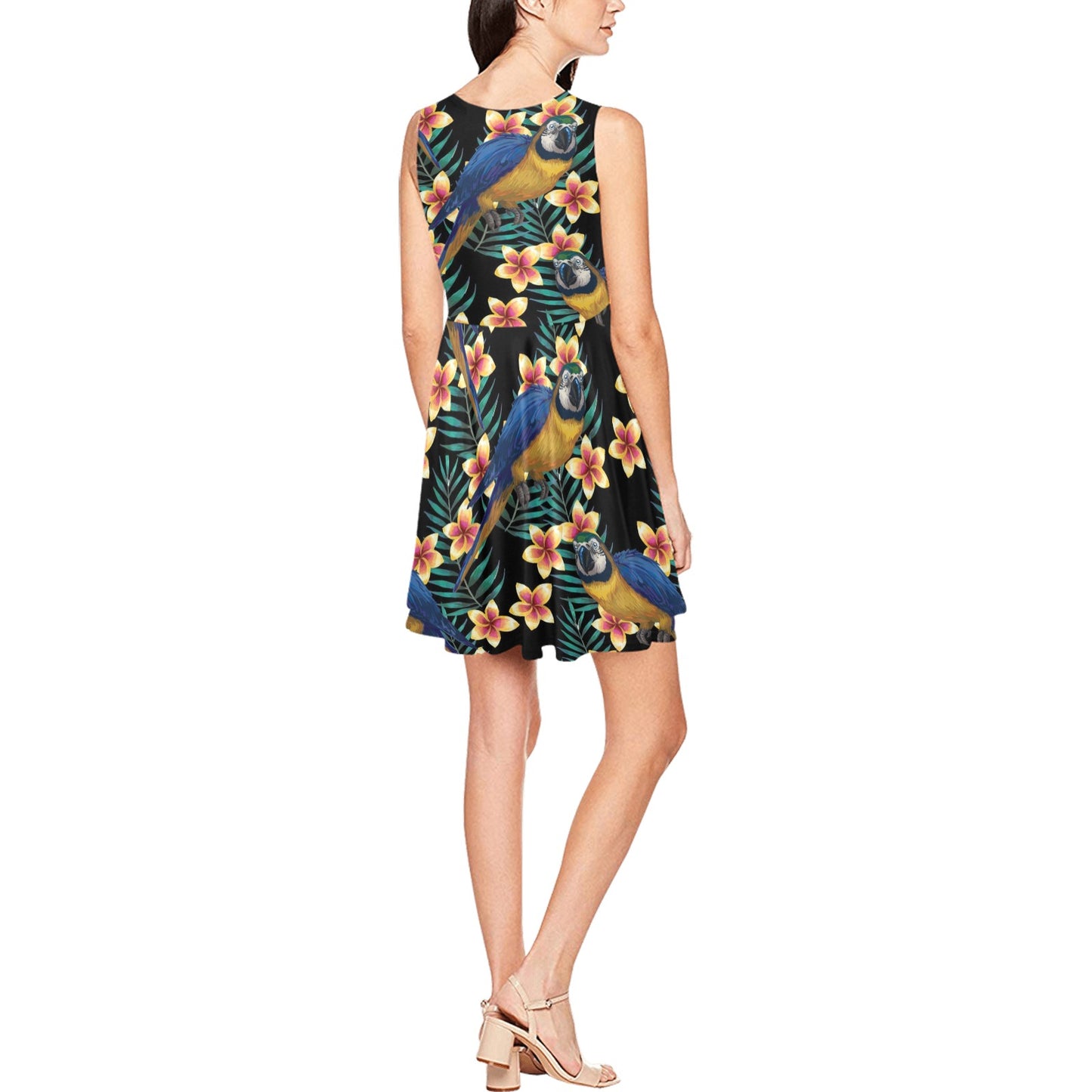 Macaw Pattern Print Design 01 Sleeveless Dress