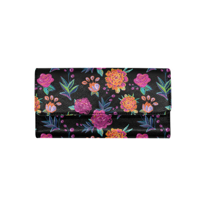 Marigold Pattern Print Design MR02 Women's Trifold Wallet