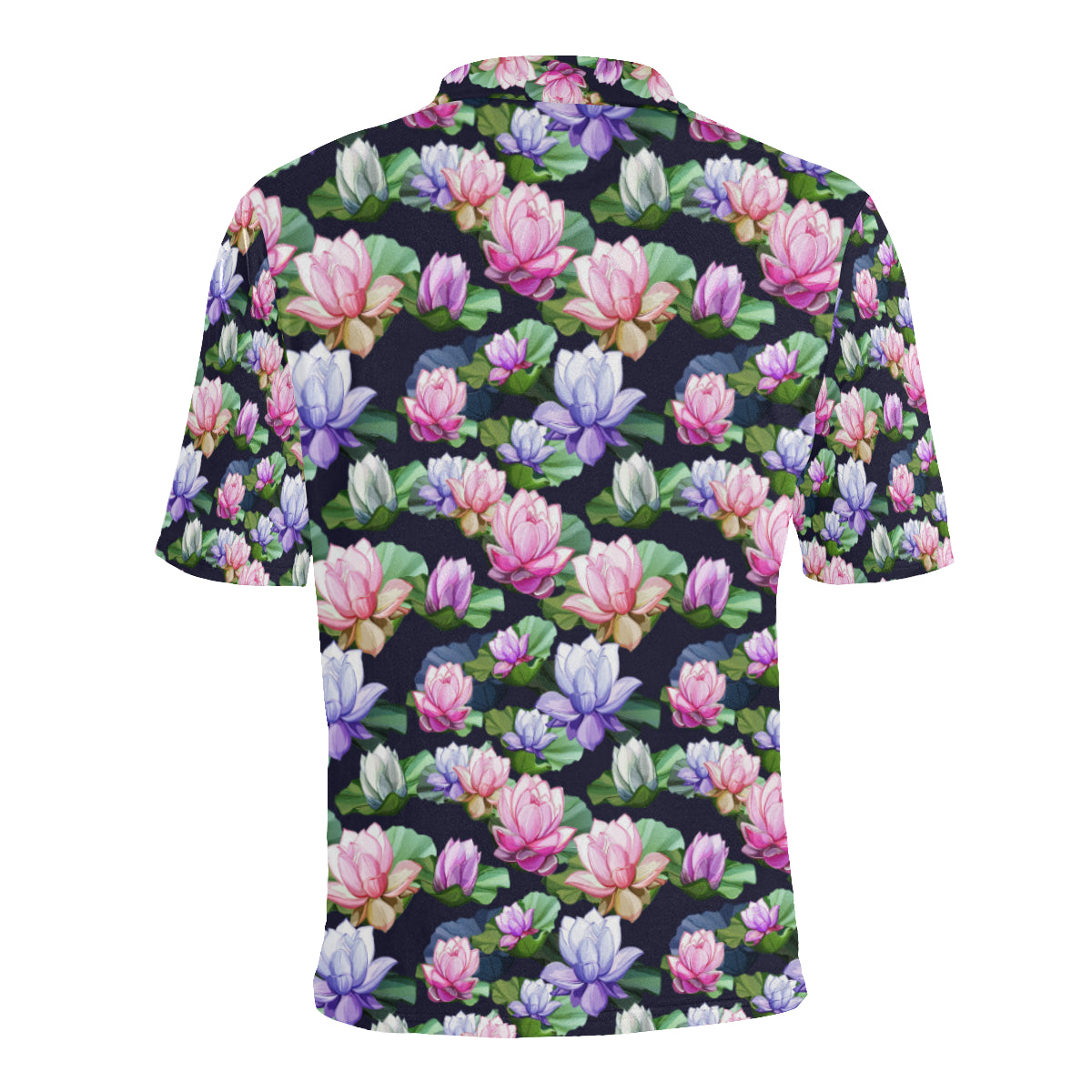 Lotus Flower Print Design Men Polo Shirt