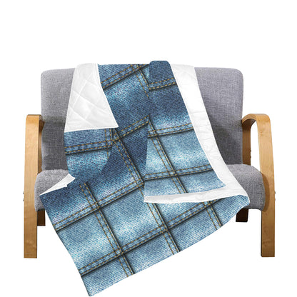 Jean Patchwork Pattern Print Design 02 Premium Quilt