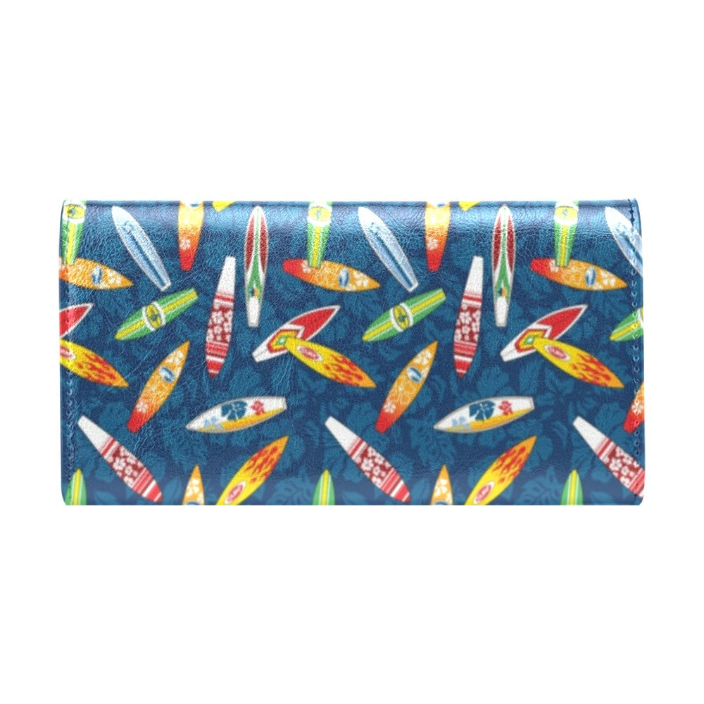 Surfboard Pattern Print Women's Trifold Wallet