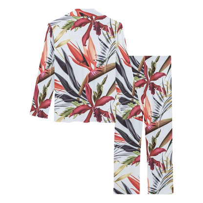 Tropical Flower Pattern Print Design TF021 Women's Long Pajama Set