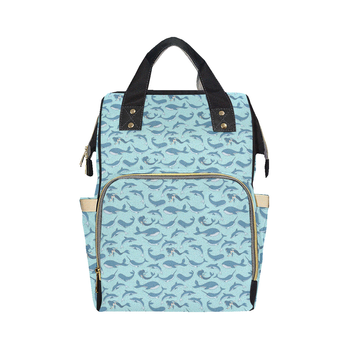 Narwhal Themed Print Diaper Bag Backpack