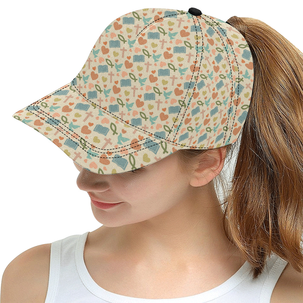 Christian Symbol Pattern Snapback Cap