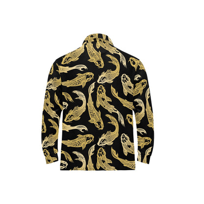 KOI Fish Pattern Print Design 03 Long Sleeve Polo Shirt For Men's