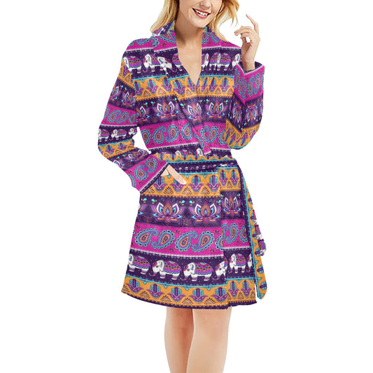 Boho Indian Style Pattern Women's Fleece Robe