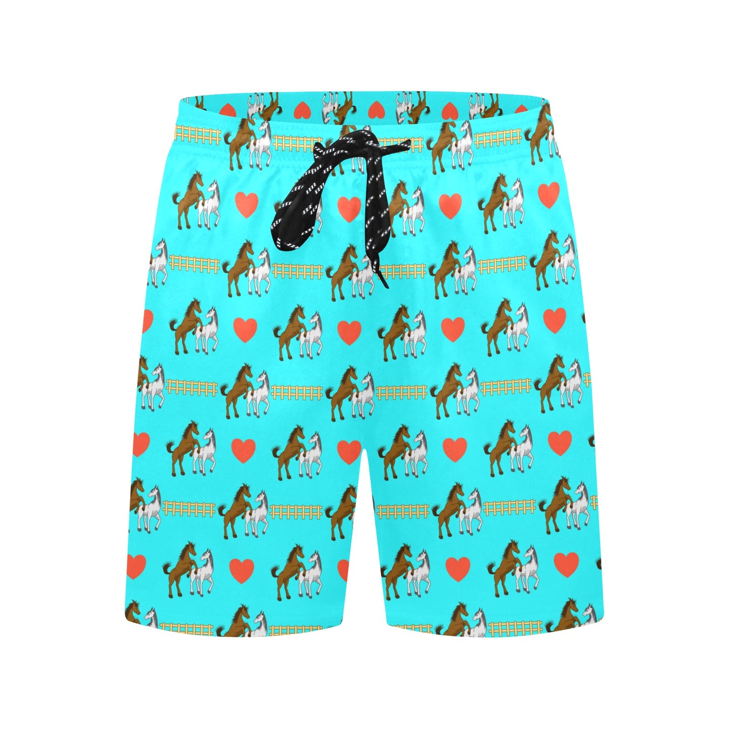 Horse Couple Love Print Design LKS309 Men's Swim Trunks Beach Shorts