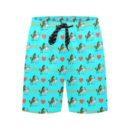 Horse Couple Love Print Design LKS309 Men's Swim Trunks Beach Shorts