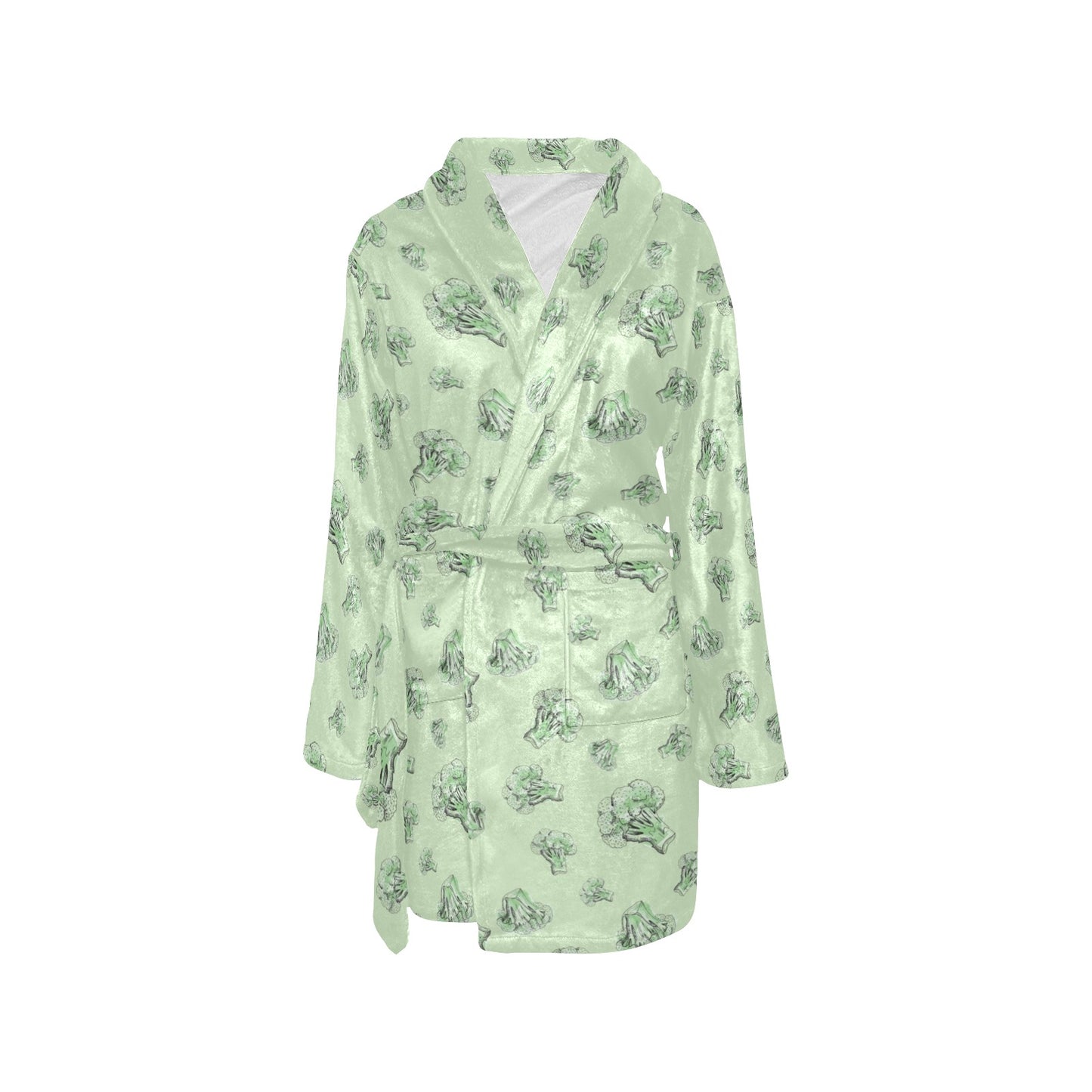 Broccoli Pattern Print Design 05 Women's Fleece Robe