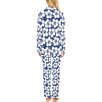 Hibiscus Pattern Print Design HB013 Women's Long Pajama Set