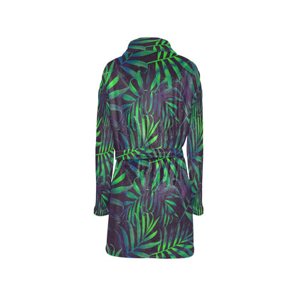 Palm Leaves Pattern Print Design PL01 Women's Fleece Robe