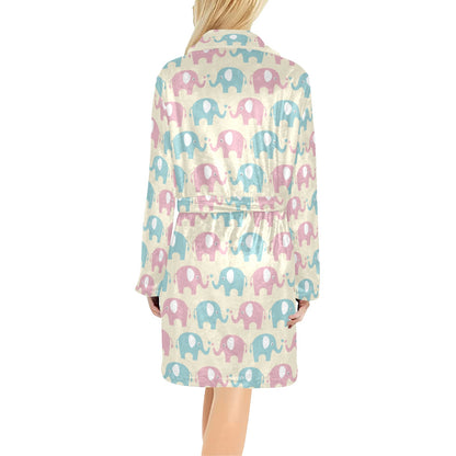 Elephant Baby Pastel Print Pattern Women's Fleece Robe
