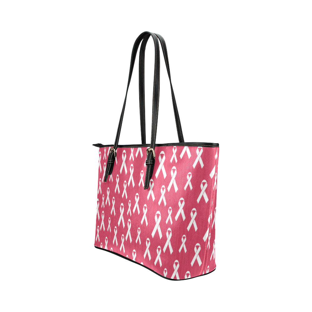 Breast Cancer Awareness Symbol Leather Tote Bag