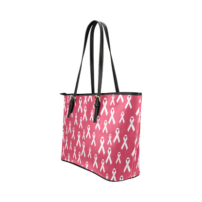Breast Cancer Awareness Symbol Leather Tote Bag