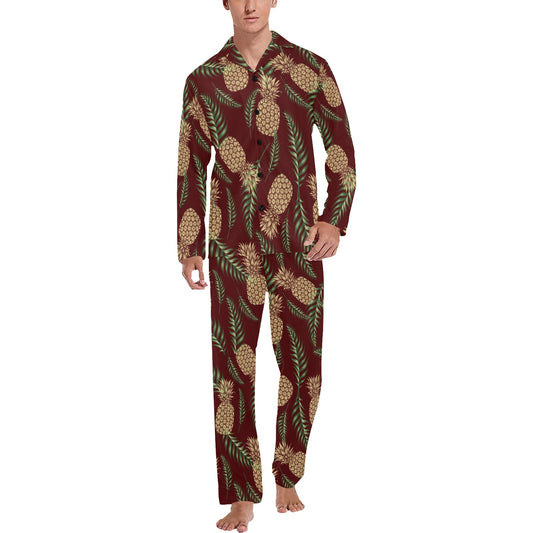 Pineapple Pattern Print Design PP013 Men's Long Pajama Set