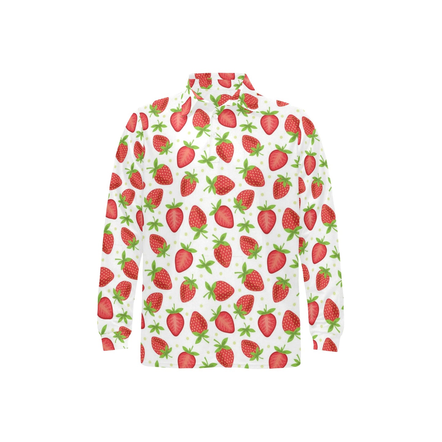 Strawberry Pattern Print Design SB07 Long Sleeve Polo Shirt For Men's