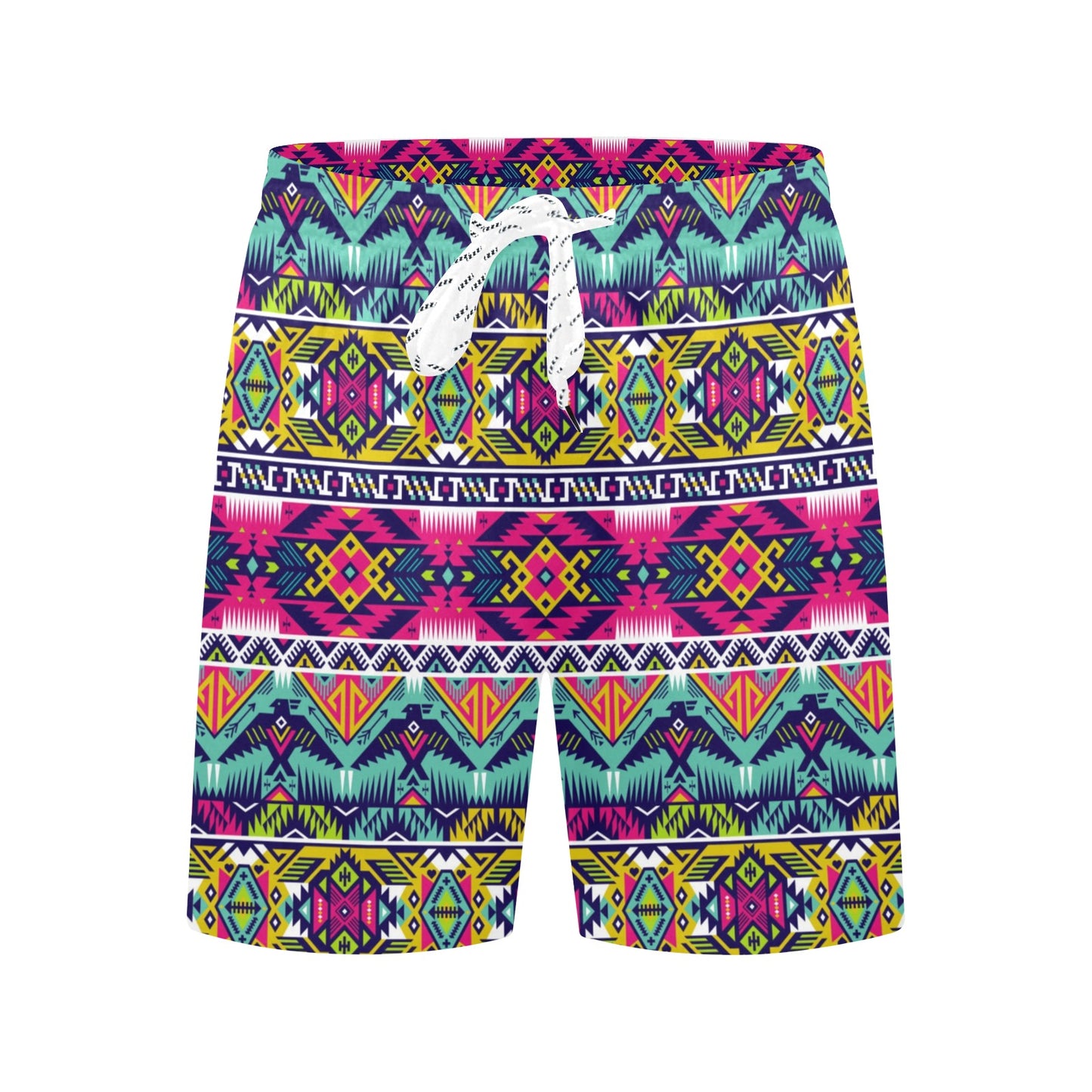 Indian Navajo Color Themed Design Print Men's Swim Trunks Beach Shorts