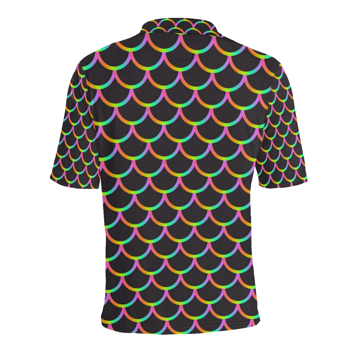 Mermaid Tail Rainbow Design Print Men Polo Shirt