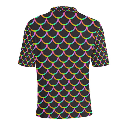 Mermaid Tail Rainbow Design Print Men Polo Shirt