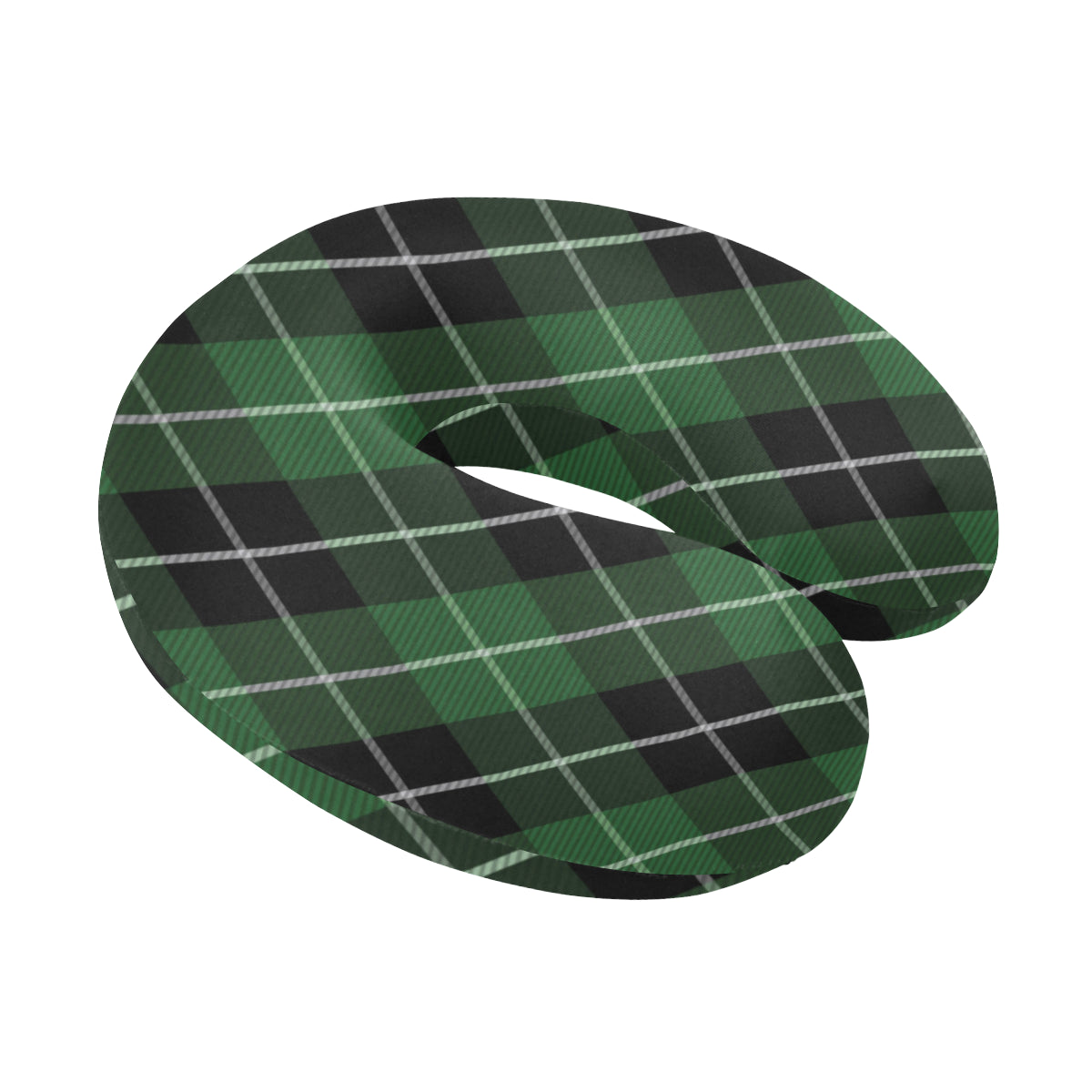 Plaid Green Pattern Print Design A05 U-Shaped Travel Neck Pillow