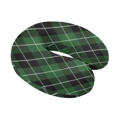 Plaid Green Pattern Print Design A05 U-Shaped Travel Neck Pillow