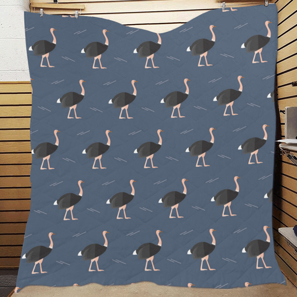 Ostrich Pattern Print Design 04 Premium Quilt