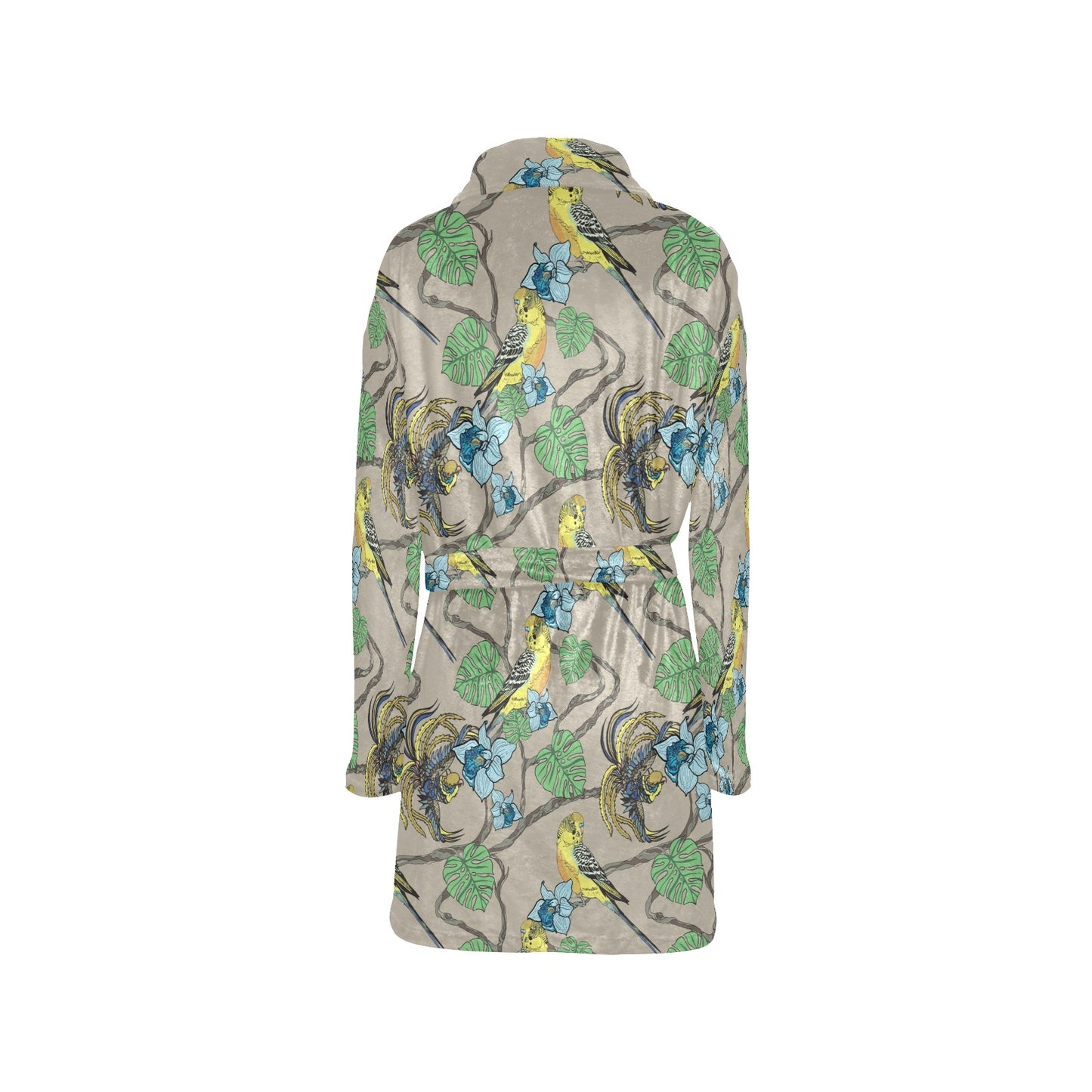 Parakeet Pattern Print Design A02 Women's Fleece Robe