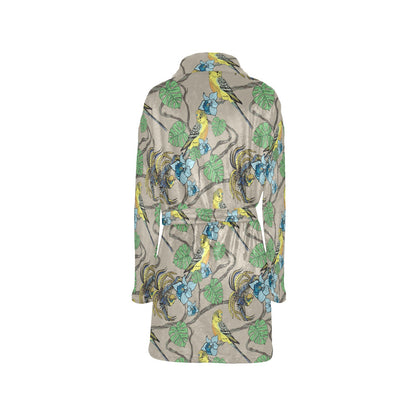 Parakeet Pattern Print Design A02 Women's Fleece Robe