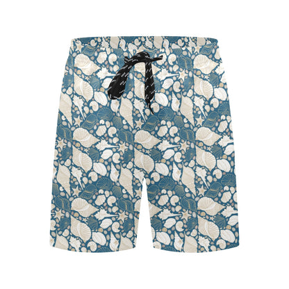 Seashell Print Design LKS308 Men's Swim Trunks Beach Shorts