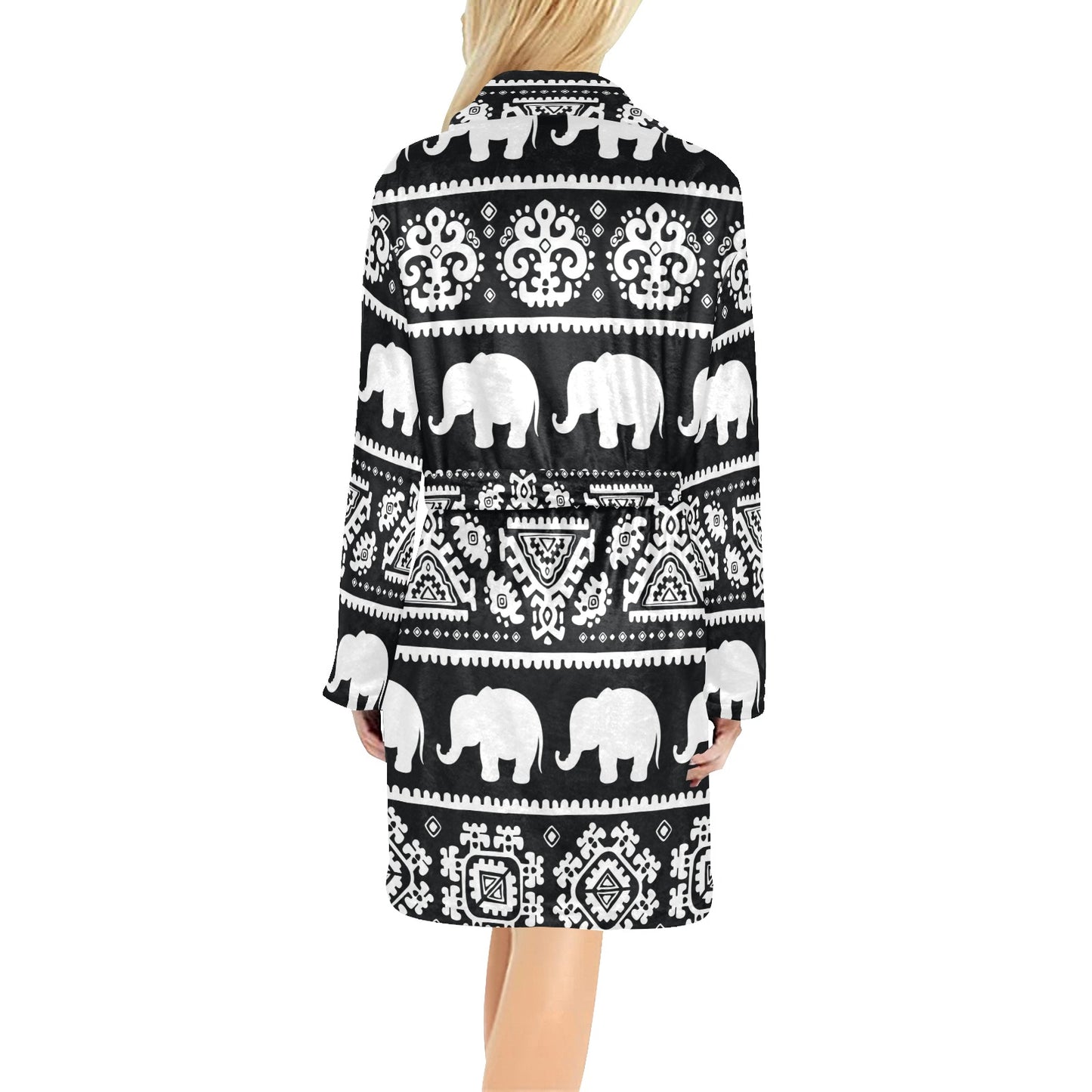 Elephant Pattern Women's Fleece Robe