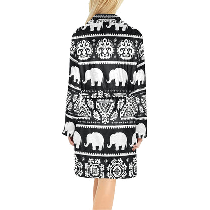 Elephant Pattern Women's Fleece Robe