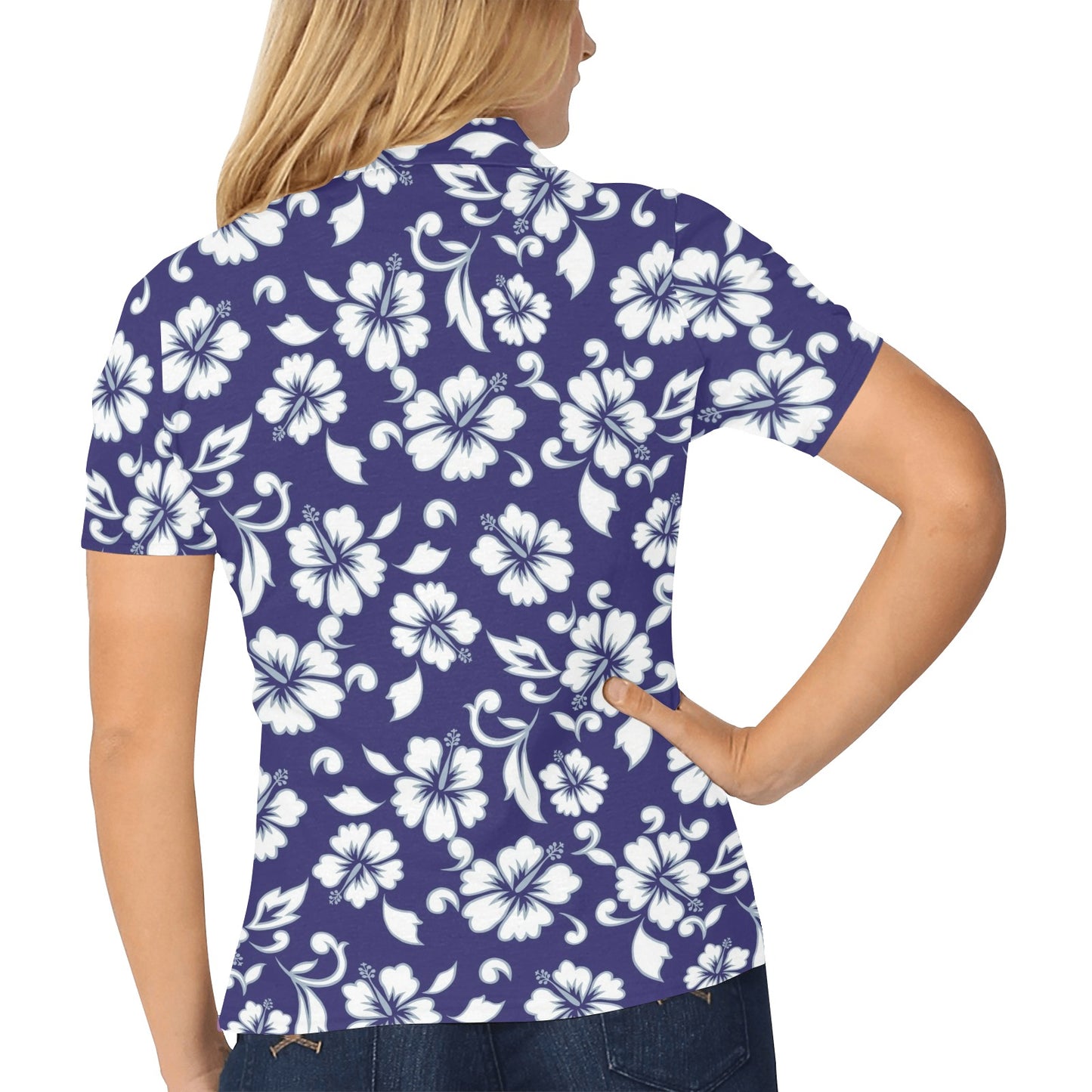 Hibiscus Pattern Print Design HB010 Women's Polo Shirt
