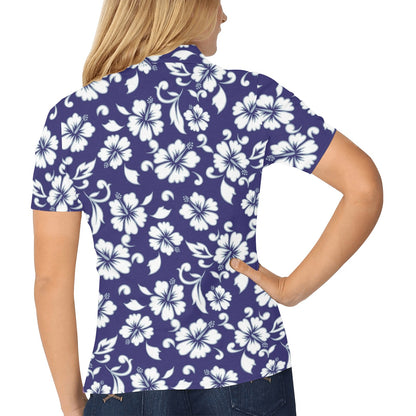 Hibiscus Pattern Print Design HB010 Women's Polo Shirt
