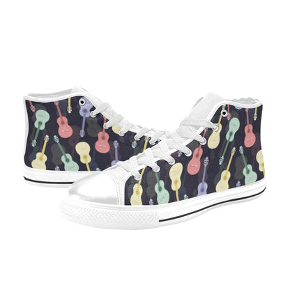Acoustic Guitar Print Design LKS401 Men's High Top Canvas Shoes