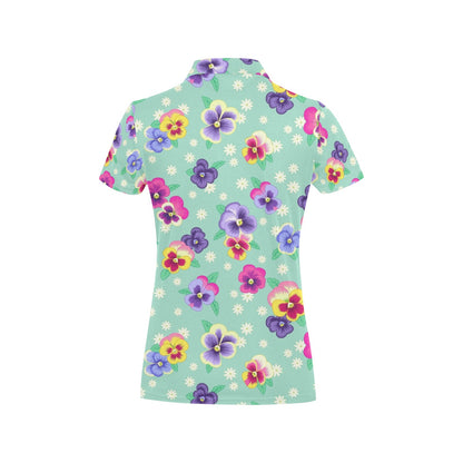 Pansy Pattern Print Design PS08 Women's Polo Shirt