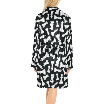 Chess Pattern Print Design 01 Women's Fleece Robe