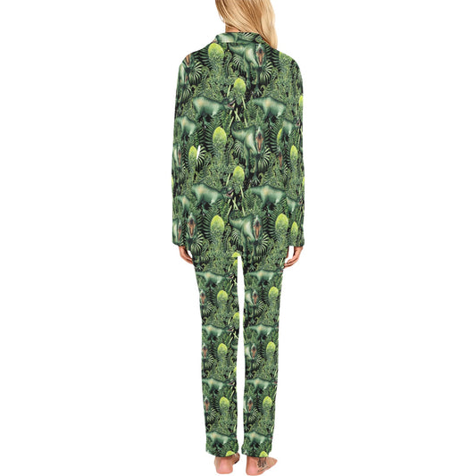 Dinosaur T Rex Print Pattern Women's Long Pajama Set