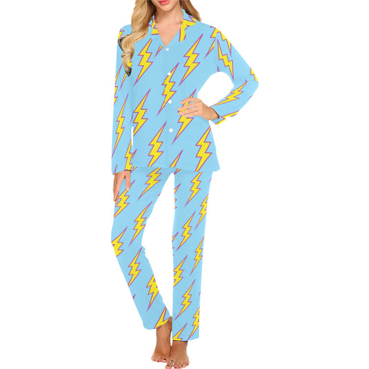 Lightning Thunder Pattern Print Design 02 Women's Long Pajama Set