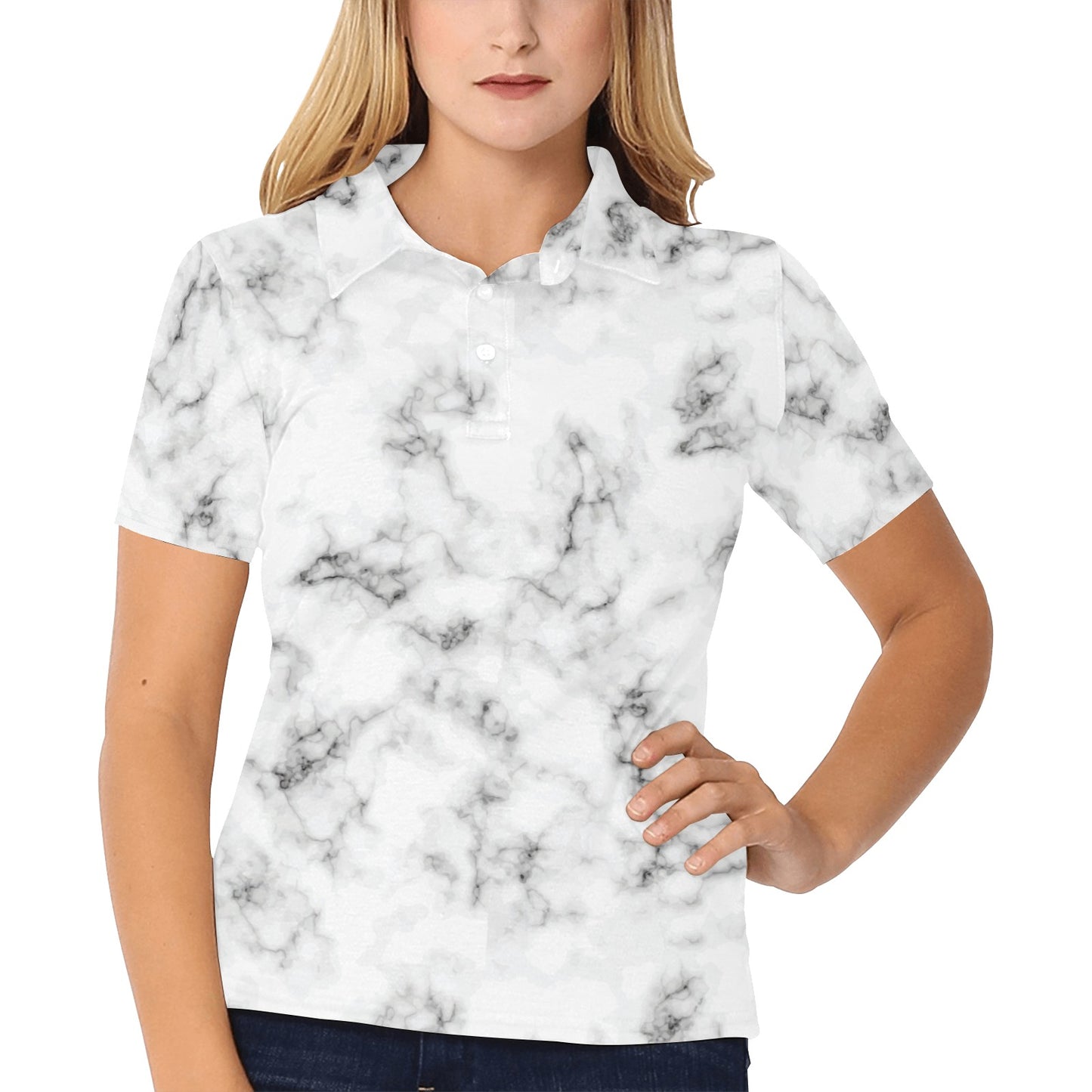 Marble Pattern Print Design 01 Women's Polo Shirt