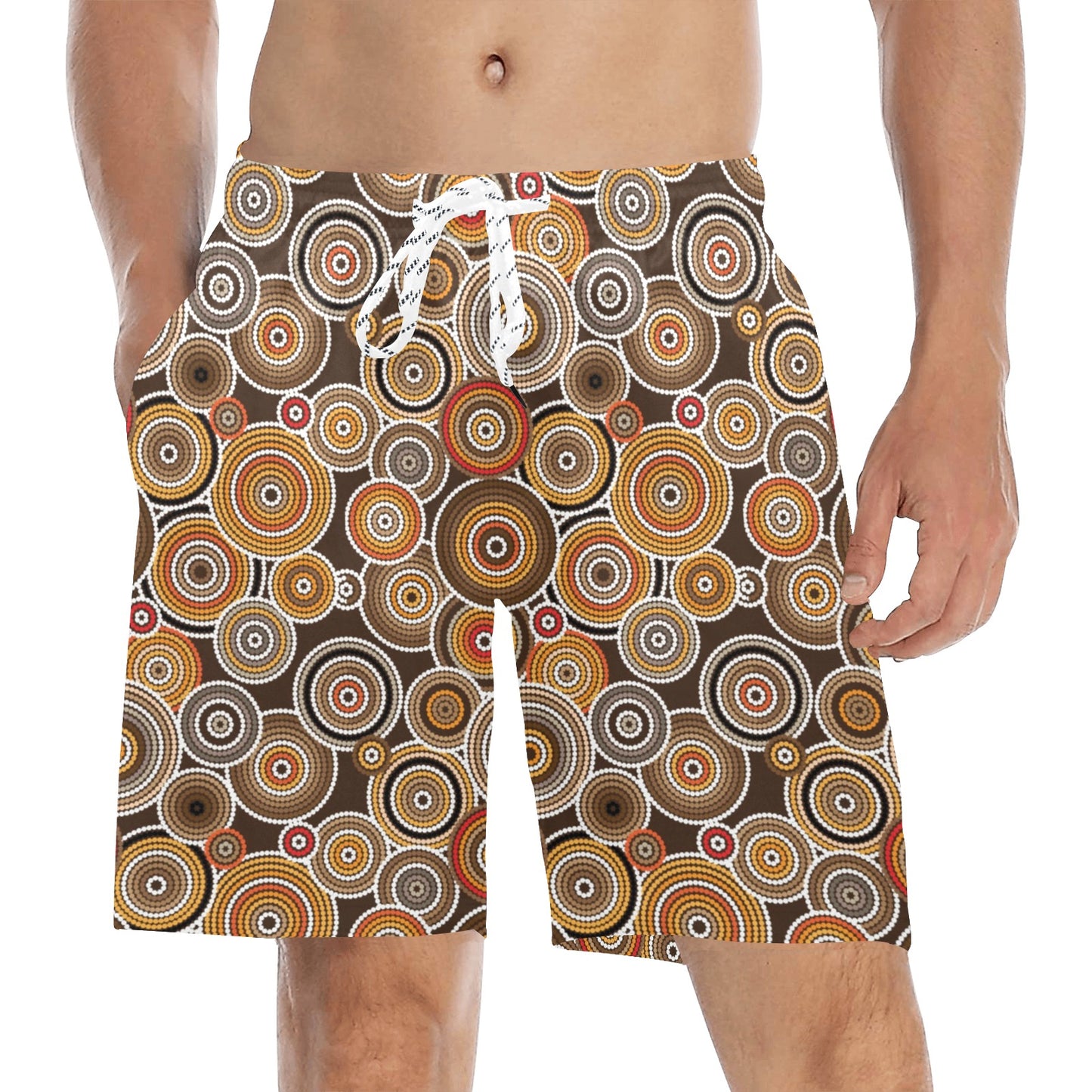 Aboriginal Print Design LKS402 Men's Swim Trunks Beach Shorts
