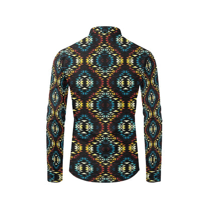 Tribal Pattern Print Design LKS309 Men's Long Sleeve Dress Shirt