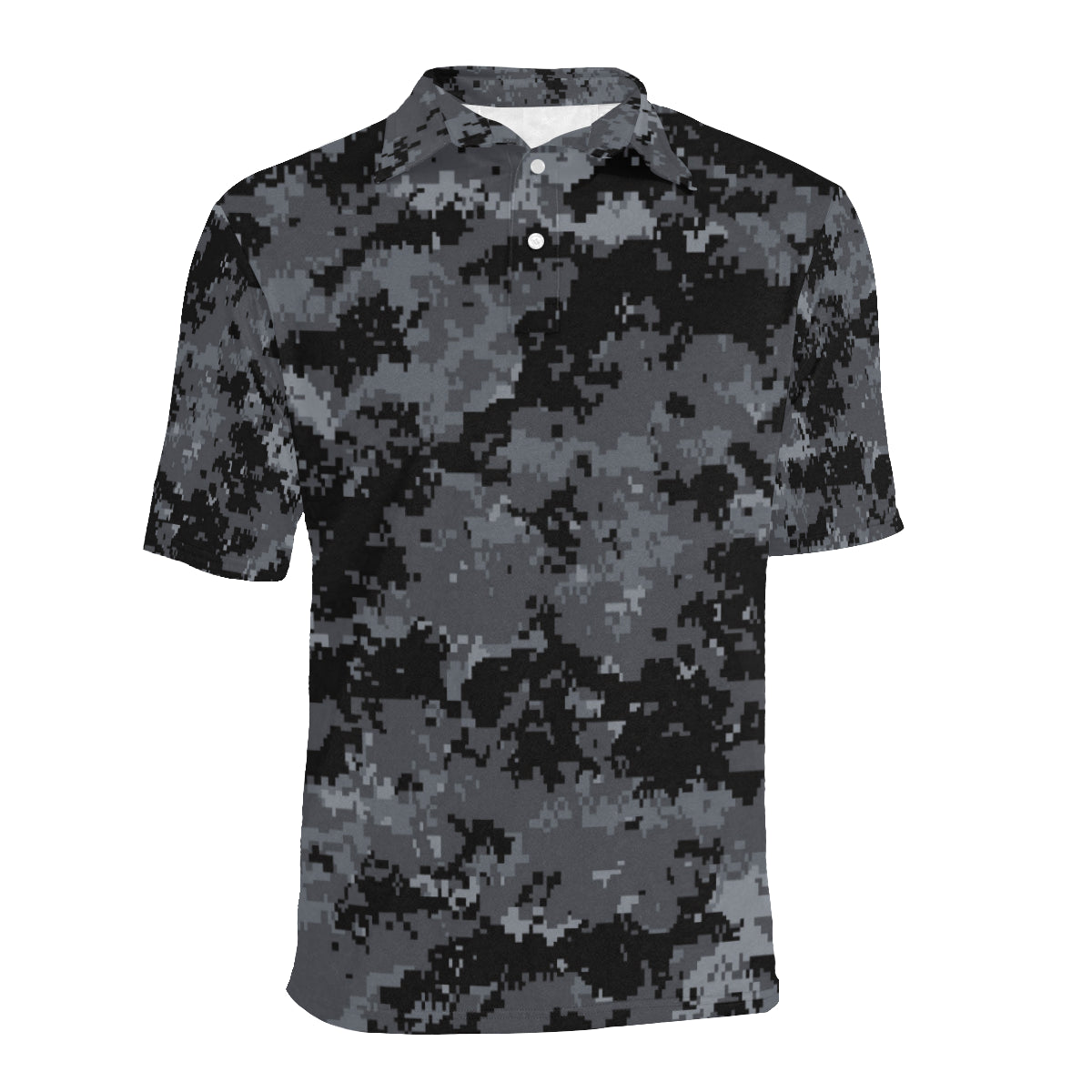 ACU Digital Black Camouflage Men Polo Shirt