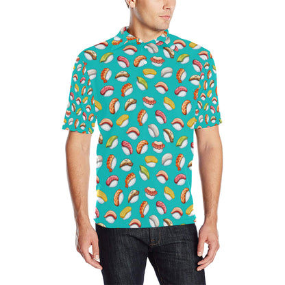 Sushi Themed Print Men Polo Shirt