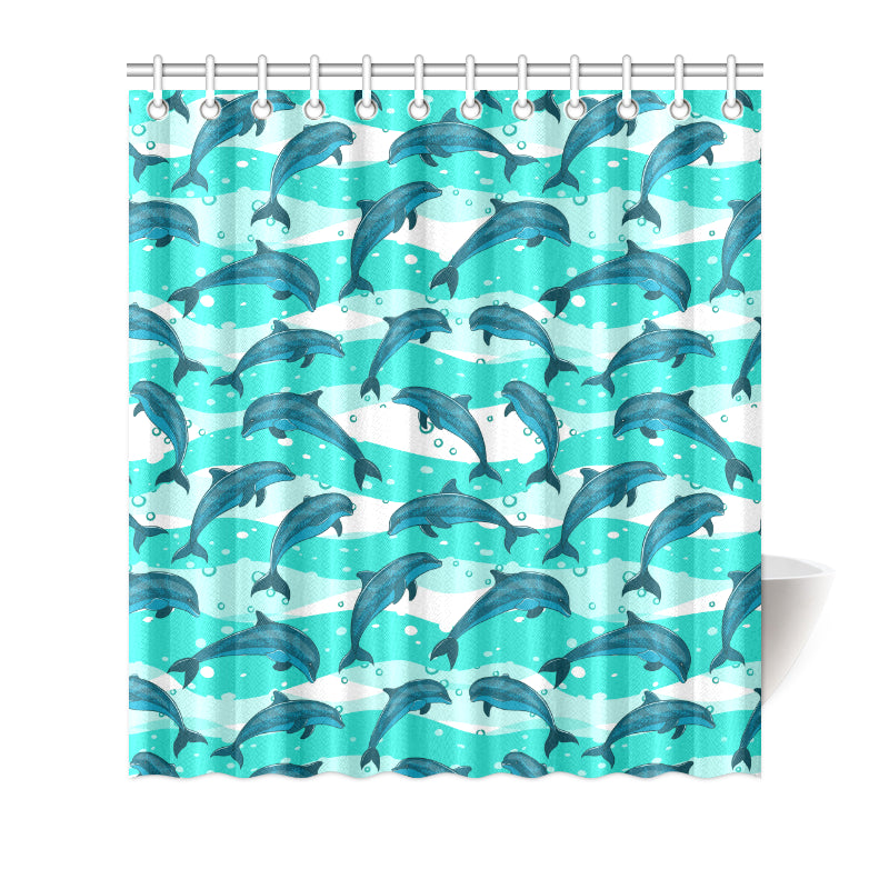 Dolphin Design Print Pattern Shower Curtain