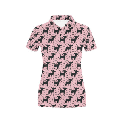 Chihuahua Pink Print Pattern Women's Polo Shirt
