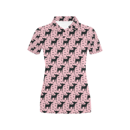 Chihuahua Pink Print Pattern Women's Polo Shirt