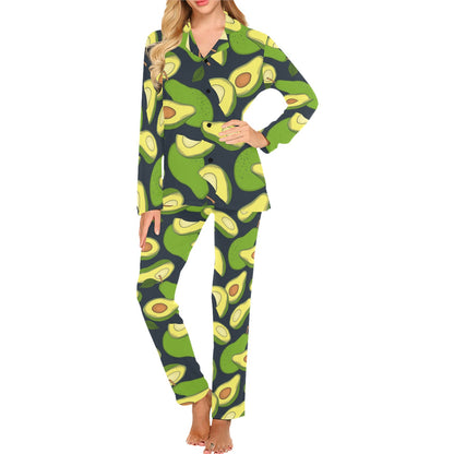 Avocado Pattern Print Design AC013 Women's Long Pajama Set