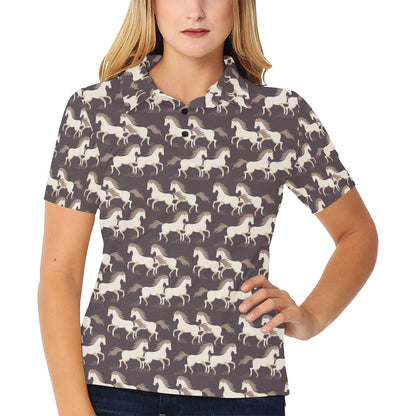 Horse Print Design LKS304 Women's Polo Shirt