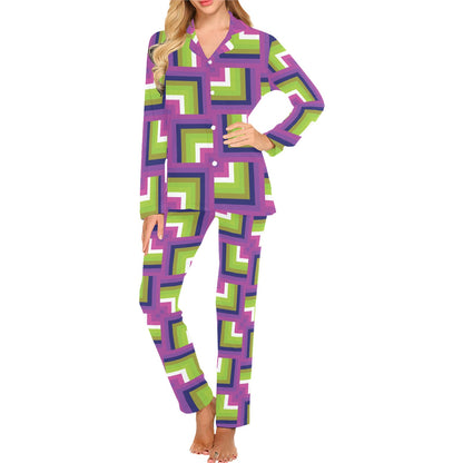 Optical illusion Pattern Print Design A05 Women's Long Pajama Set