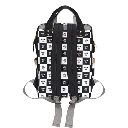 Checkered Flag Crown Pattern Diaper Bag Backpack